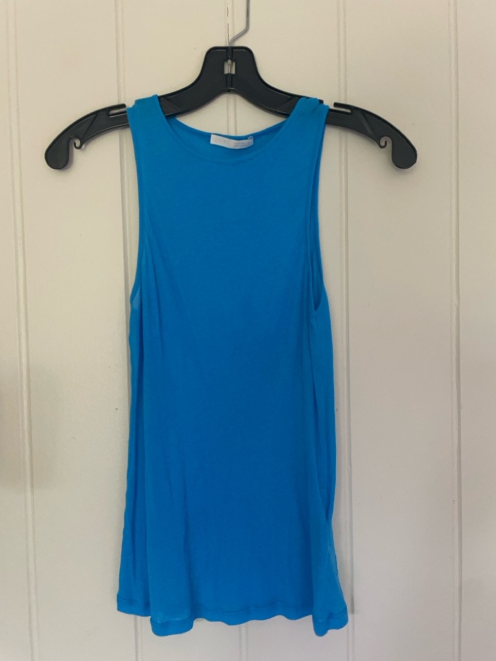 Zara tissue thin Blue Sleeveless Jersey Tank Top - cotton